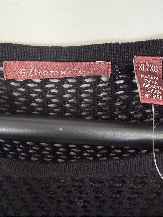 525 America Black Open-Weave Scoop Neck Sweater - Picture 3 of 9